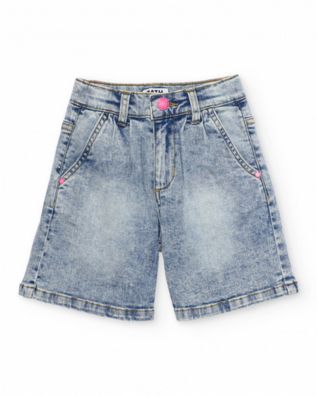 Pantaloni da bambina in tessuto piano e denim