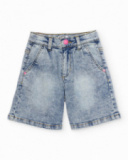 Pantaloni da bambina in tessuto piano e denim