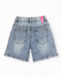 Pantaloni da bambina in tessuto piano e denim