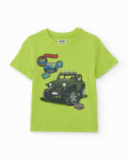 T-shirt da bambino in maglia con stampa avventurosa