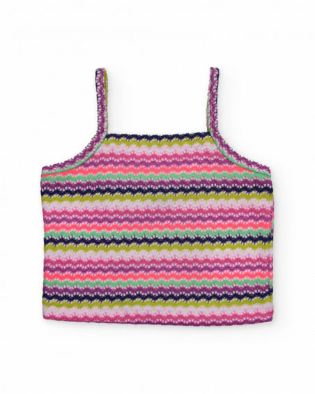 Top da bambina in maglia con stampa zig zag