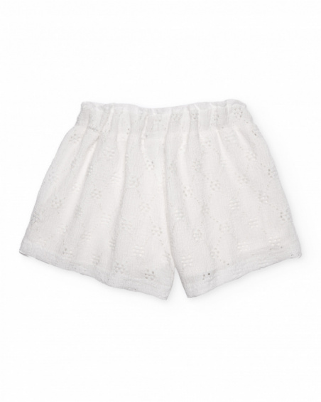 Shorts da bambina in maglia con tessuto ricamato