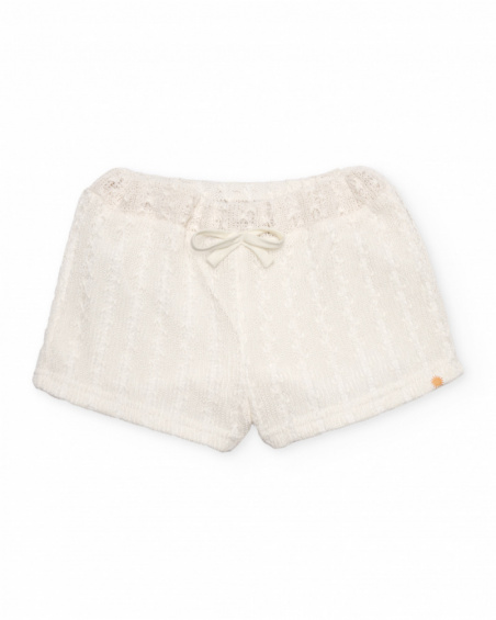 Shorts da bambina in maglia con lavorazione traforata