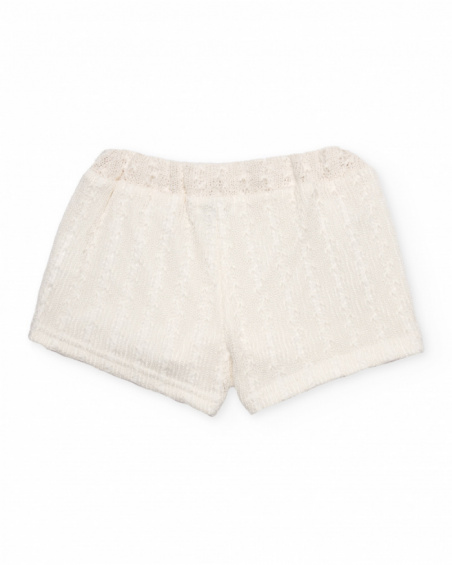 Shorts da bambina in maglia con lavorazione traforata