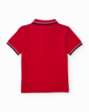Polo da bambino in maglia con dettagli a contrasto