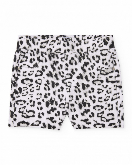 Shorts da bambina in maglia con stampa animalier