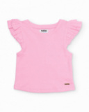 Top da bambina in maglia con maniche a volant