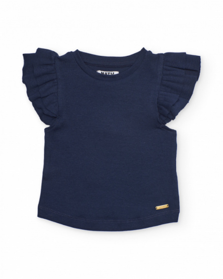 Top da bambina in maglia a coste