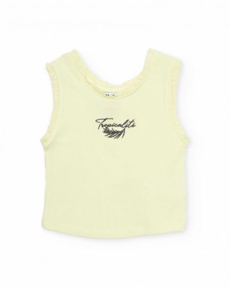 Top da bambina in maglia con dettaglio in pizzo