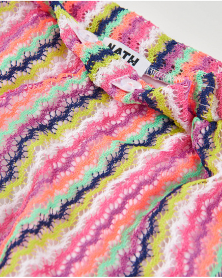 Gonna da bambina in maglia con righe ondulate