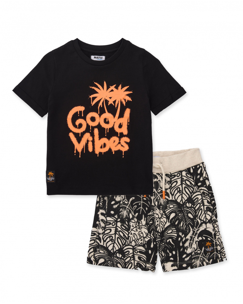 Completo da bambino in maglia con effetto pittura