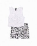 Completo da bambina in maglia con applicazioni brillanti