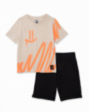 Completo da bambino in maglia con stampa artistica