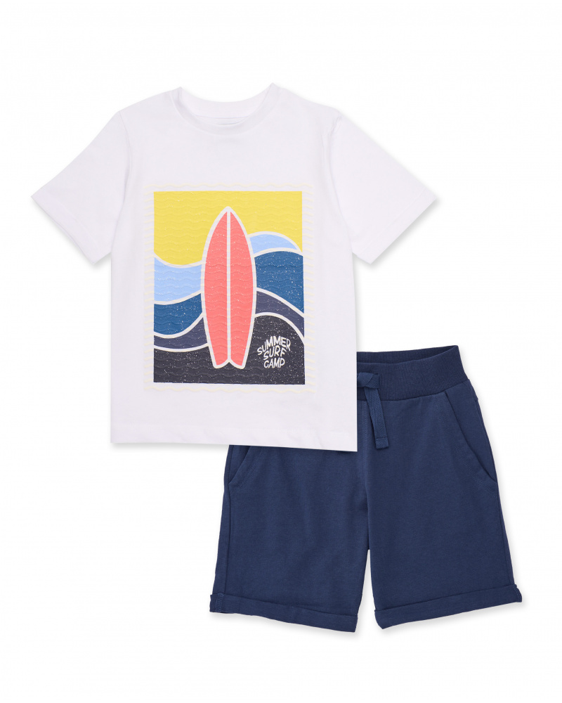 Completo da bambino in maglia con motivo surf