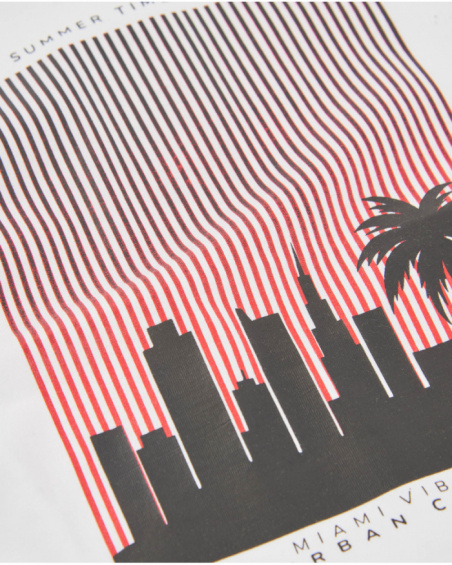 T-shirt da bambino in maglia con stampa a contrasto