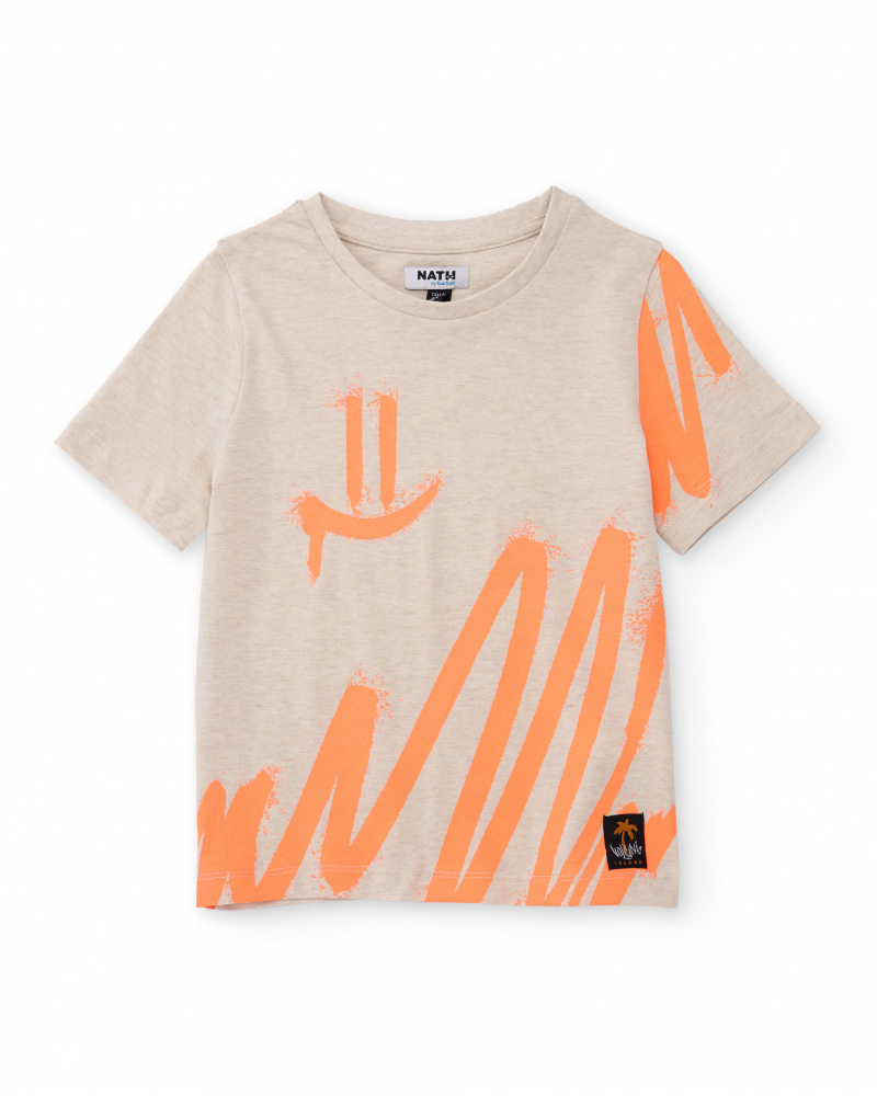 T-shirt da bambino in maglia con stampa artistica