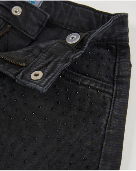 Shorts da bambina in tessuto piano con applicazioni decorative