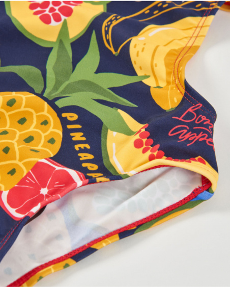 Costume intero da bambina in maglia con volant frontale