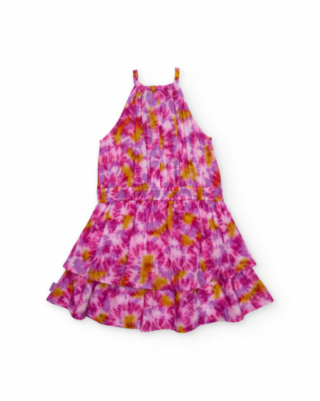 Vestito da bambina in tessuto piano con design tie-dye