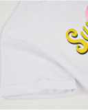 T-shirt da bambina in maglia con design tropicale