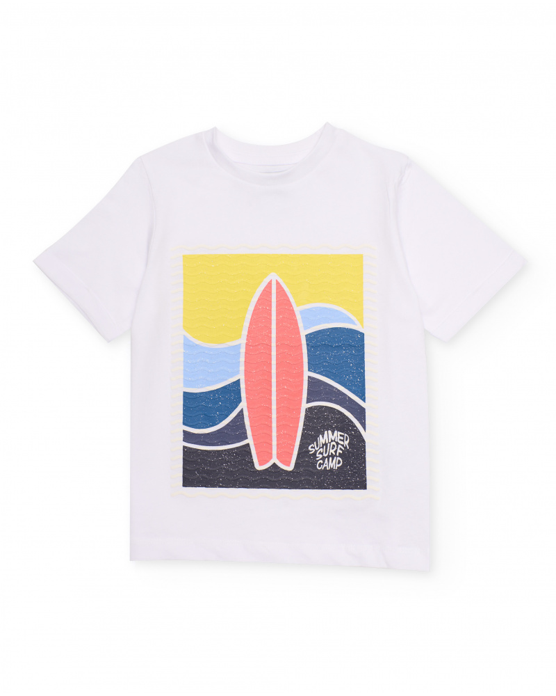 T-shirt da bambino in maglia con grafica di tavola da surf