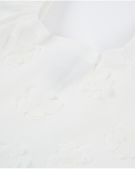 T-shirt da bambina in maglia con rilievo floreale
