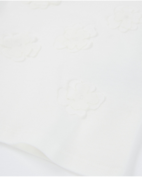 T-shirt da bambina in maglia con rilievo floreale
