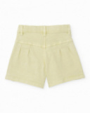 Shorts da bambina in tessuto piano con pieghe frontali