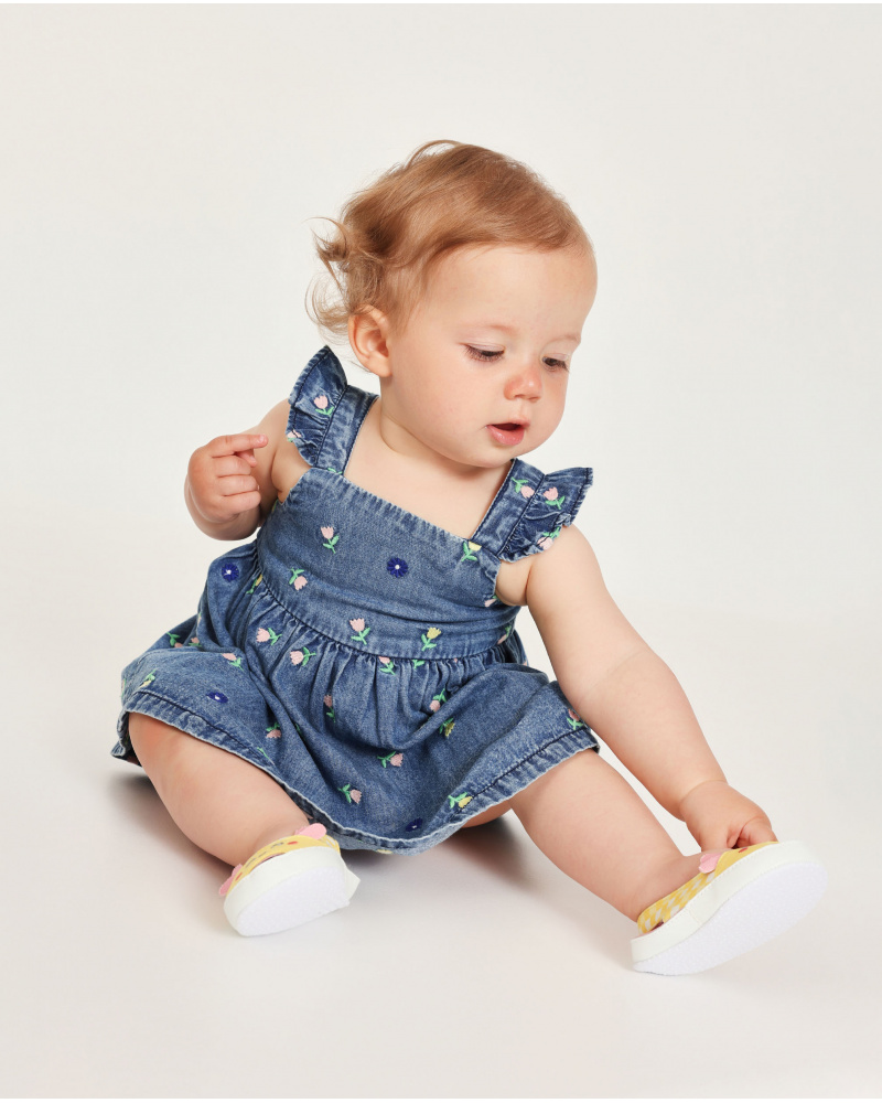 Vestito per neonato in denim di tessuto piano