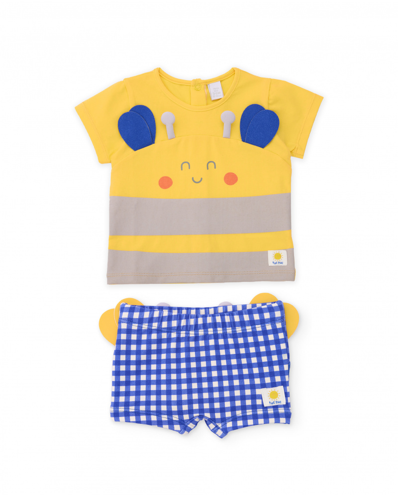 Costume da bagno in maglia per neonato con dettagli in rilievo