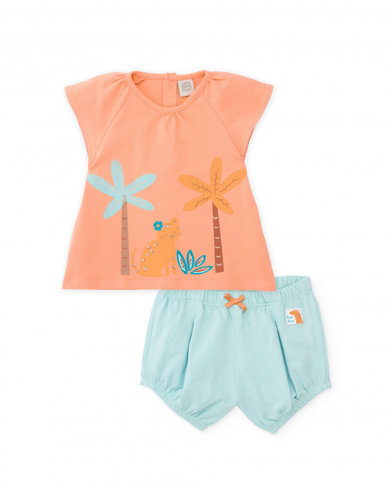 Completo in maglia per neonato con stampa di palme