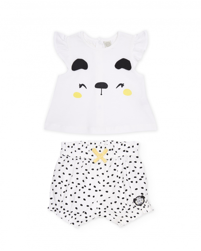 Completo in maglia per neonato con stampa a macchie