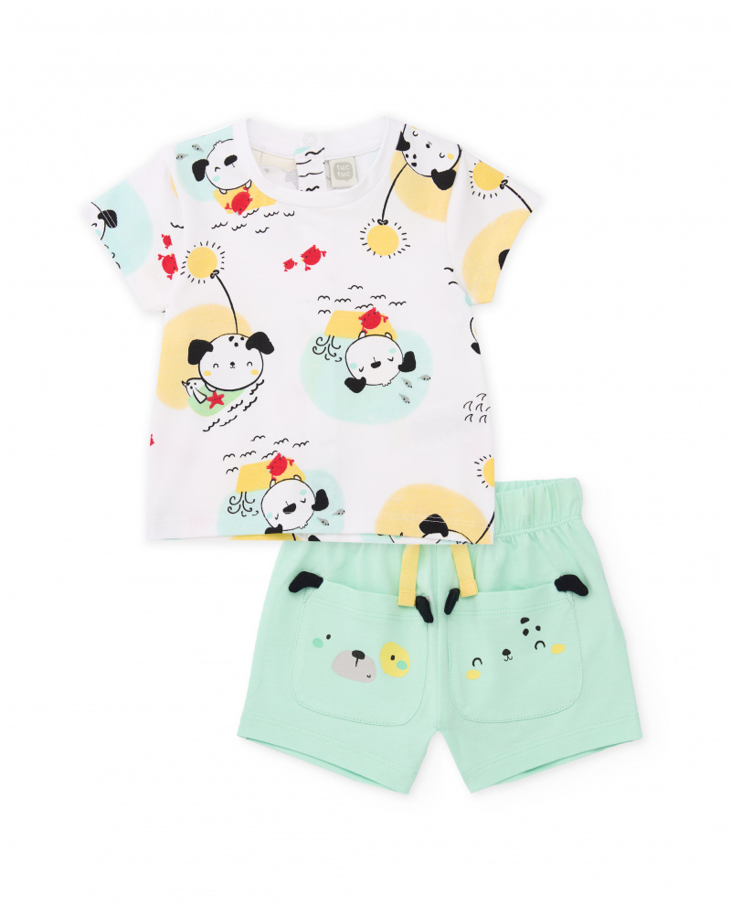 Completo in maglia per neonato con tasche anteriori