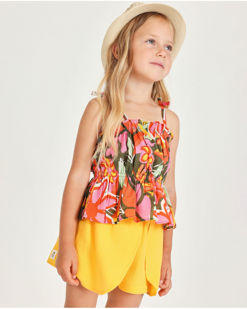 Top da bambina in tessuto con spalline regolabili