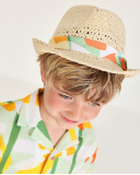 Cappello da bambino in tessuto con nastro e nodo laterale | tuc tuc