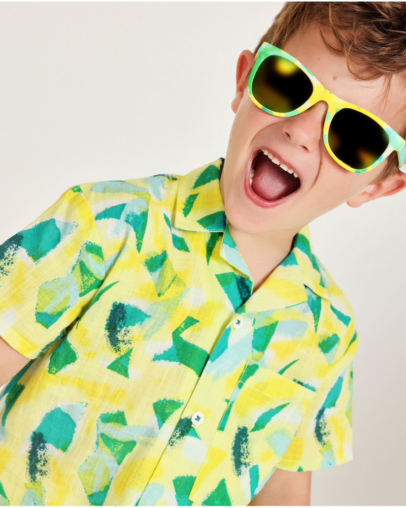 Camicia da bambino in tessuto con stampa astratta