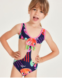 Costume da bagno da bambina in maglia con applicazioni di meduse | tuc tuc