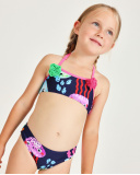 Bikini da bambina in maglia con fiori applicati | tuc tuc