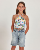 Top da bambina in maglia con spalline sottili incrociate | tuc tuc