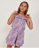 Tuta da bambina in maglia con volant sullo scollo | tuc tuc