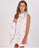 Vestito da bambina in tessuto piano con stampa di palme | tuc tuc