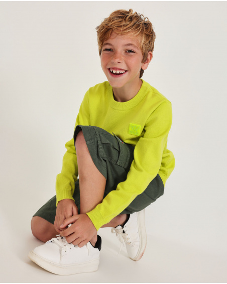 Maglione da bambino in maglia con tasca a marsupio | tuc tuc