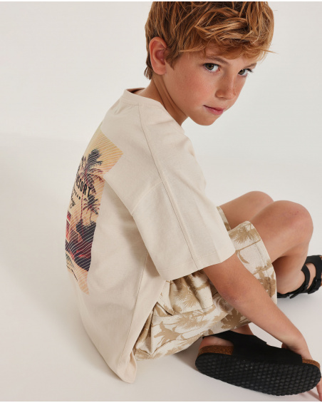 T-shirt da bambino in maglia con stampa caraibica | tuc tuc