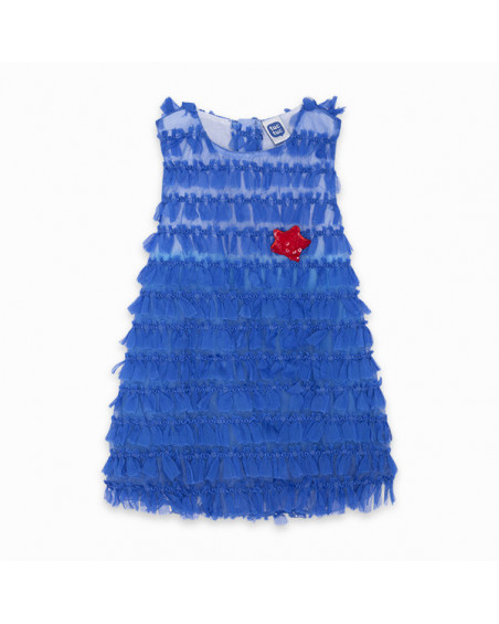 VESTIDO TUL Y POPELÍN DEGRADADO NIÑA AZUL KAMOGAWA VESTIDO TUL Y POPELÍN DEGRADADO NIÑA AZUL KAMOGAWA