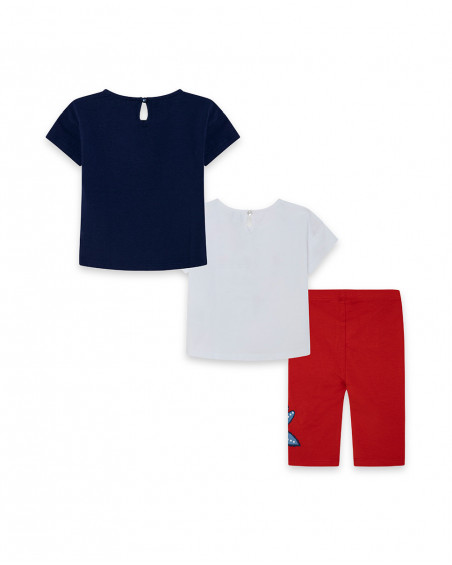 Set 2 t-shirt e legging capri jersey stella bambina rosso red