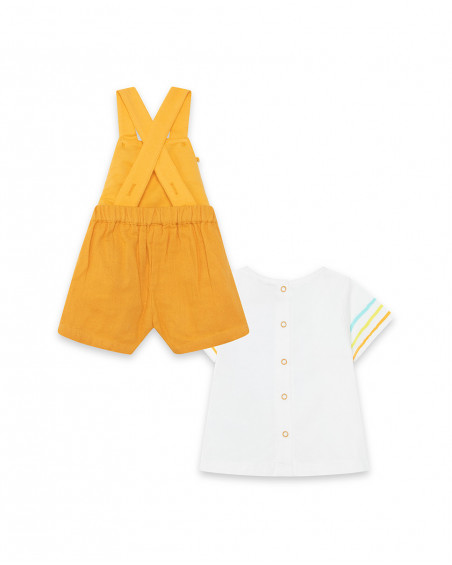 Salopette chiffon e t-shirt strisce bambino arancione picnic