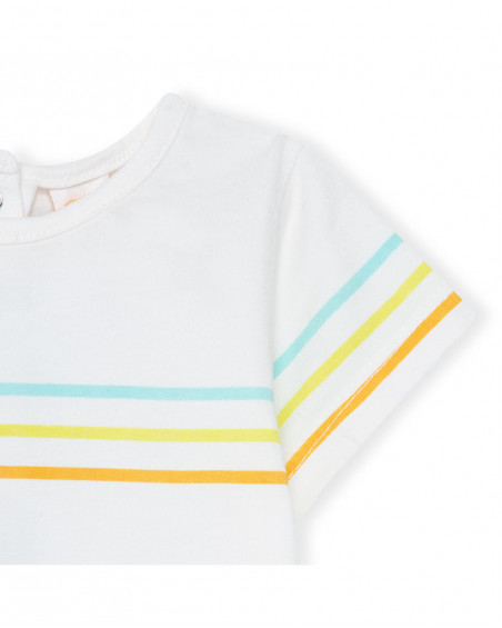 Salopette chiffon e t-shirt strisce bambino arancione picnic Salopette chiffon e t-shirt strisce bambino arancione picnic