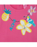 Abito jersey e tulle fiocchi bambina rosa tahiti