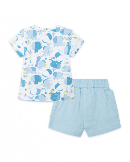 T-shirt jersey e parigamba corti tasche bambino azzurro so cute T-shirt jersey e parigamba corti tasche bambino azzurro so cute