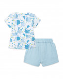 T-shirt jersey e parigamba corti tasche bambino azzurro so cute T-shirt jersey e parigamba corti tasche bambino azzurro so cute